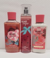 Bath Body Works - Velvet Sugar - Body Wash, Fragrance Mist Lotion - 3 pc Set