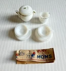 Vtg White Milk Glass Miniature Tea Set Pitcher, Creamer, Cups- Just Like Moms