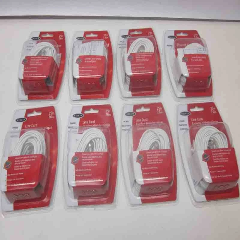 NUEVOS 8 cables de línea telefónica Belkin F8V100-25-WH blancos M/M - 25 pies (7,6 m) Foto 4 de 4