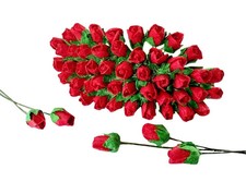 Red Mini Rose Bud Mulberry Paper Flower Artificial Tiny Roses for Crafts