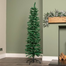 5ft Green Artificial Pencil Christmas Tree With Green Metal Stand and 236 Tips