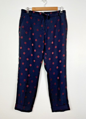 Boutique by Jaeger Hose Polka Dot Spot Tailored Cropped Turn Up Saum UK 10