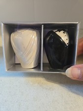 Bride Groom Salt & Pepper Shakers Ceramic Bla...