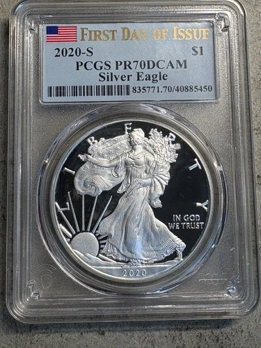 2020-S Silver American Eagle PCGS PR70 DCAM First Day of Issue
