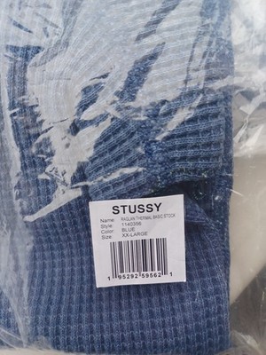 Stussy Blue Basic Stock Logo Thermal L/S Crew XXL With Tags #0337