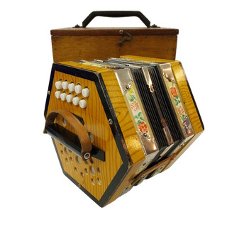 Scholer Vintage German 20 Key Anglo Concertina With Box