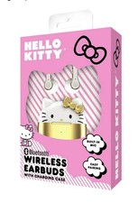 Sanrio Hello Kitty Bluetooth Wireless Earbuds w/Charging Case White Gold NIB