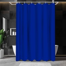 Royal Blue Fabric Luxury Shower Curtain, Classic Solid Color Elegant Washable...