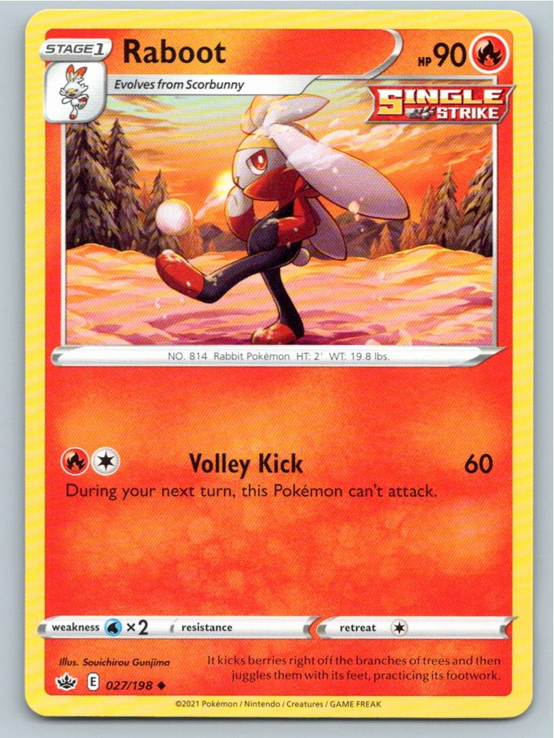 2021 POKEMON RABOOT CHILLING REIGN 027/198 UC NM A58195 FREE S&H