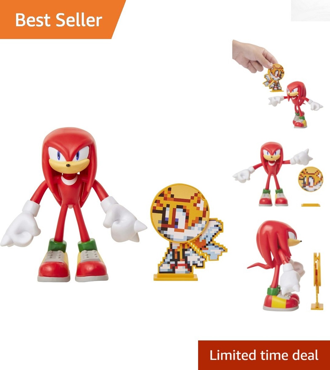 Sonic The Hedgehog Knuckles 4-Inch Bendable Figure & Tails Disk