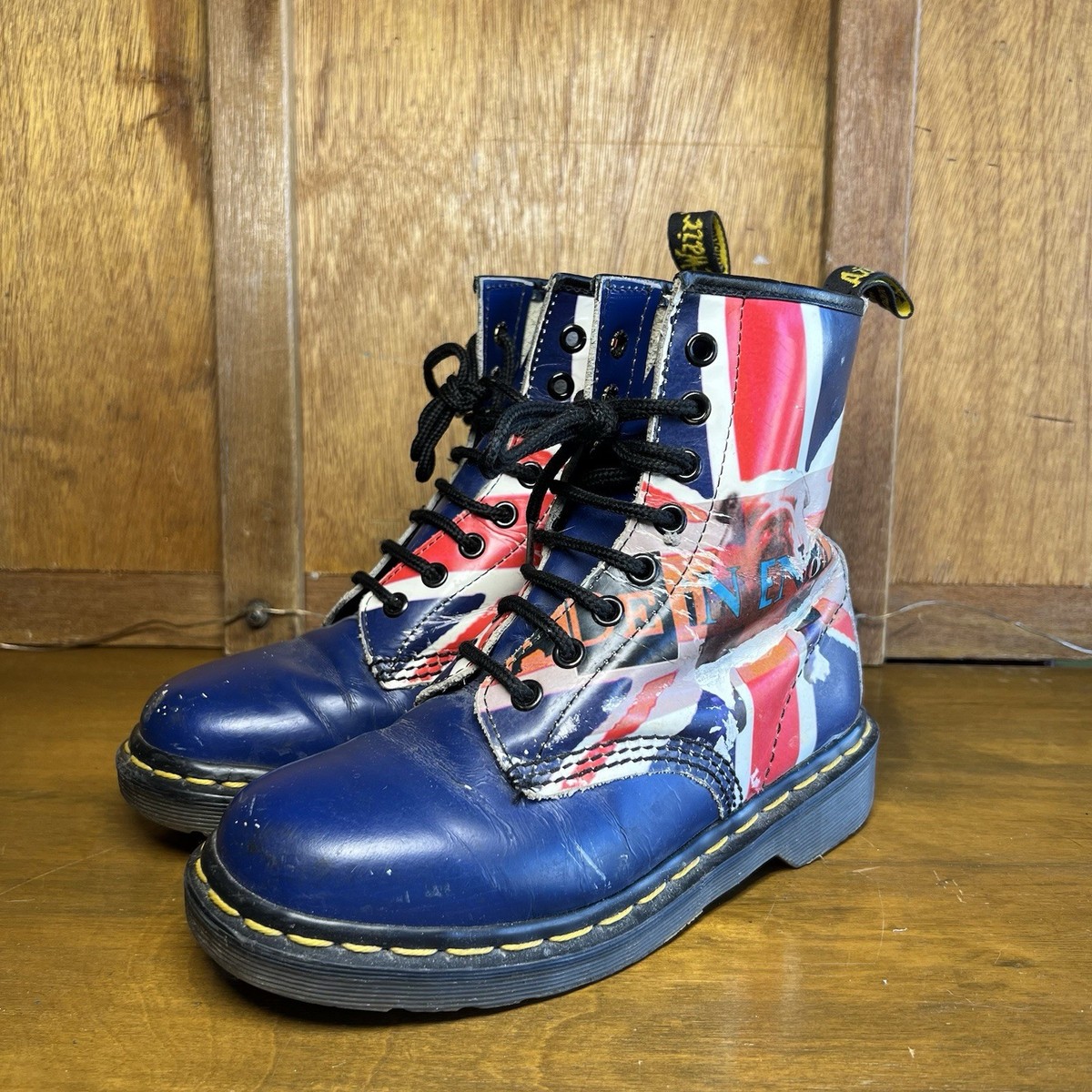 マーサドランド大佐 Vtg Doc Marten Made in England Flag Bulldog Lace Up Boots Union