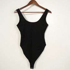 Forever 21 Women  s M. Black Sleeveless Round Nap Snap Button Closure Body Suit