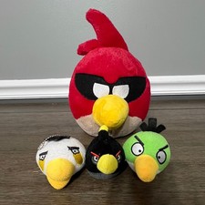 Angry Birds Plush Toys Red Bird Black Bird Green Bird White Bird Lot of 4