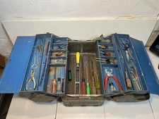 Vintage Simonsen Metal Type II Class 1 Cantilever Tool Box Military w/ Tools