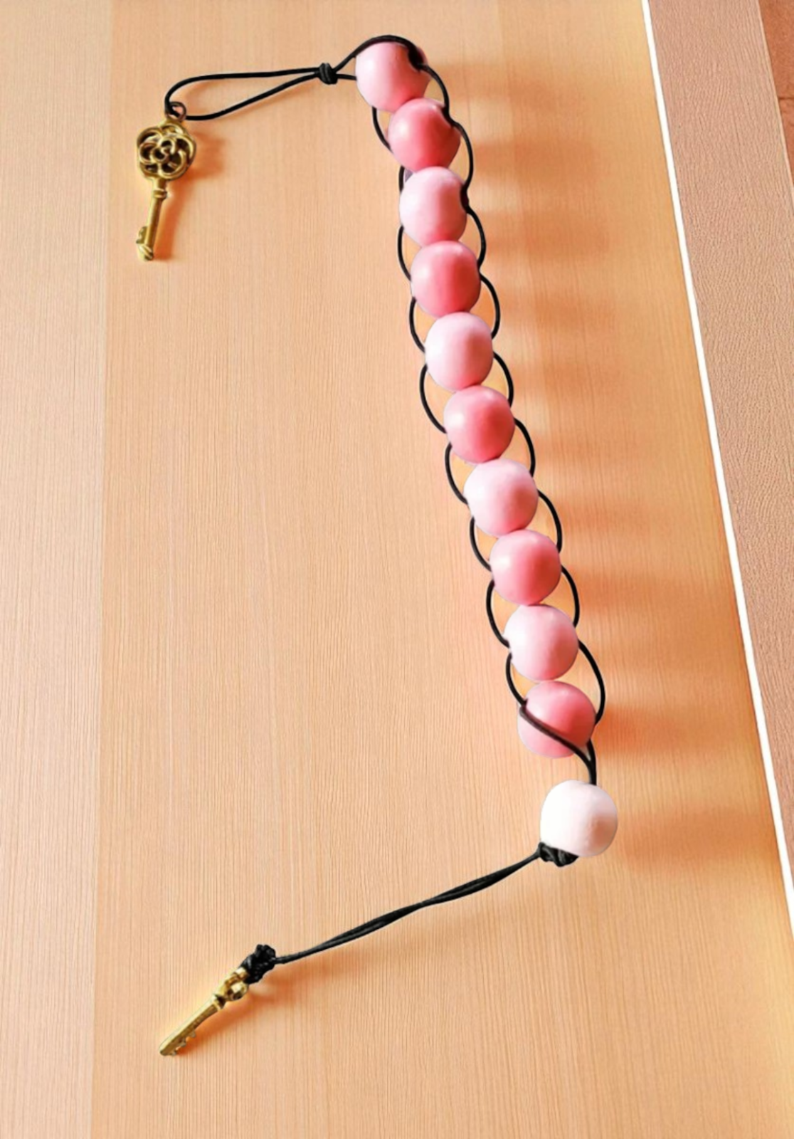 Wooden Pocket Prayer Beads – Pink – Cross Charm & Medallion – Spiritual Protect