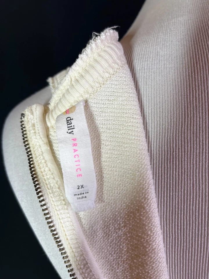 Anthropologie Daily Practice Plus Size 2X Cream Knit Jumpsuit Zip Back - Image 2 of 4