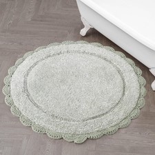 Eloise 100 Cotton Round Bath Mat with Crochet Border, Soft Absorbent, Sea ...