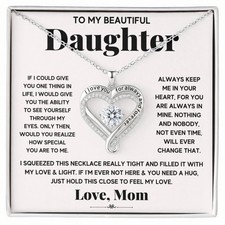 Daughter Love You Always Heart Necklace, Birthday Gift for Daughter from Mom