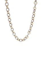 David Yurman Oval Link 925 Sterling Silver & 1/4 18k 750 Gold Chain Necklace 18”