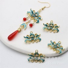 10pcs Alloy Imitation Burnt Blue 18 24Mm Porous Flower Vine Diy Accessory