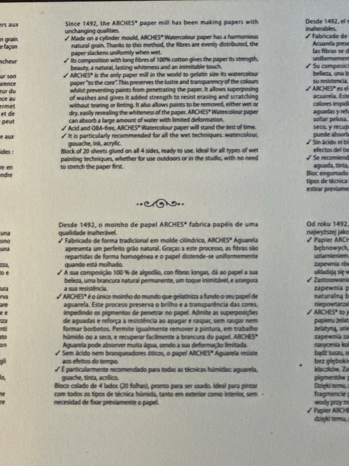 Arches 12x16" Watercolor Block  100% Cotton 140lbs 20 Amazing Sheets In Plastic! - Image 4 of 4