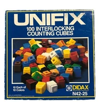 100 Unifix Cubes  (10 Of Each Color) DIDAX Model N42-25 Original Box