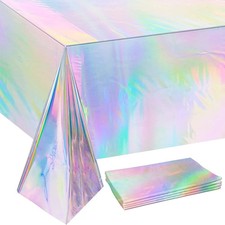 4 Pack Iridescence Plastic Tablecloths Disposable Galentines Day Decorations New