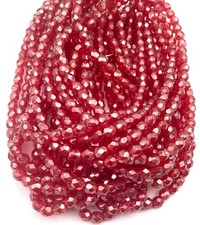 600 Beads Czech Red Round Faceted fire Polished Glass beads-4mm