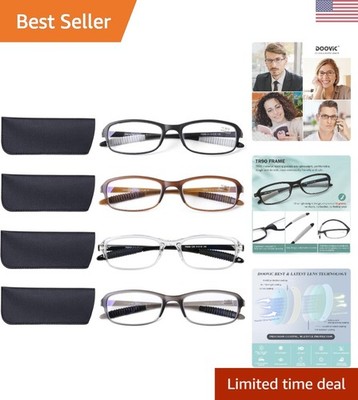 Stylish Unisex 4-Pack 2.5X Blue Light Blocking Readers - Lightweight TR90 Frames