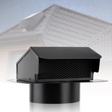 6 Inch Roof Vent Cap for Ventilation System with Damper Galvanized Steel Black