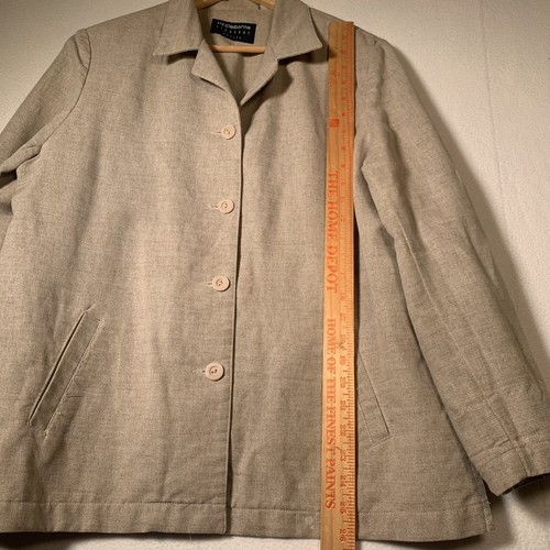 Liz Claiborne Liz Sport Double Breasted Tan Linen/Cotton Blazer Size Petite L - Picture 12 of 14