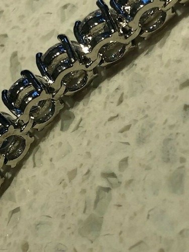 25ct Tennis Bracelet 1ct Quartz Stones each perfect White Gold overlay 7" - Picture 7 of 8