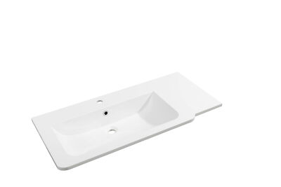 Fackelmann LUXOR Waschbecken 100 cm Breit aus Gussmarmor Becken links in Weiß