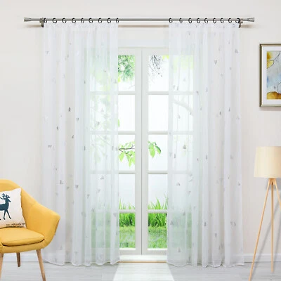 Gardine Stores Landhaus Vorhang mit Kräuselband/Schlaufen/Ösen Transparent Voile - Bild 1 von 4
