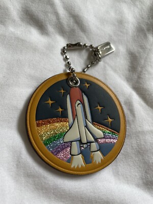 NWOT Coach 1941 NASA Space Glitter Rainbow Rocket Hangtag Keychain