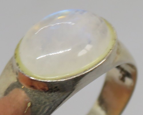 Anillo grueso antiguo Art Deco vintage de plata de ley y cuarzo blanco - talla X - Imagen 7 de 12