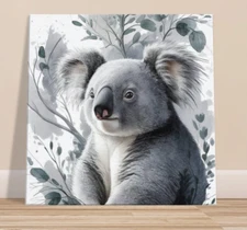 Koala 4D Illustration Canvas Print 50x50 cm / 20x20″ - Vertical - Slim