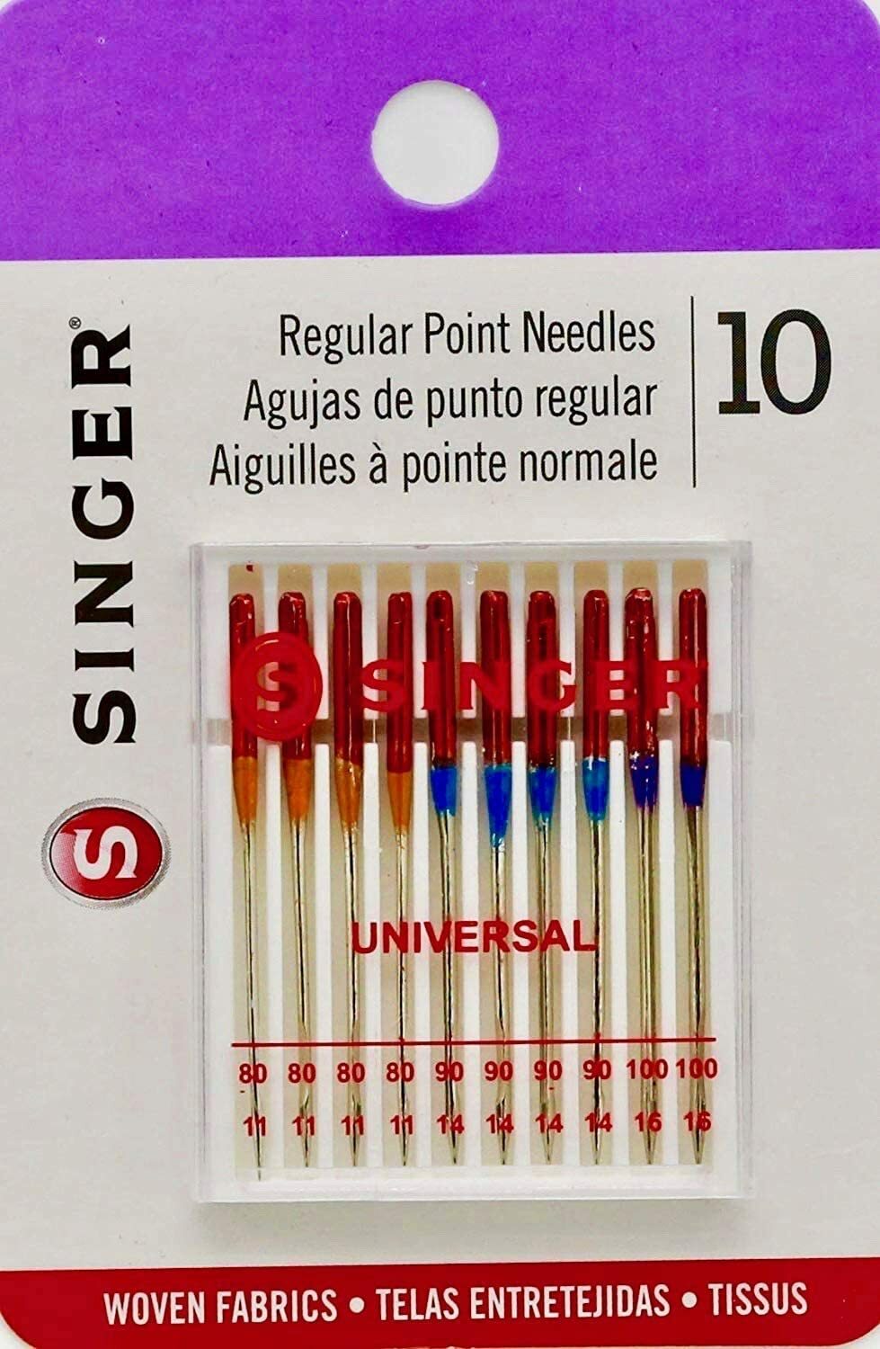 SINGER 4790 Universal Regular Point Sewing Machine Needle Assorted Sizes (10)