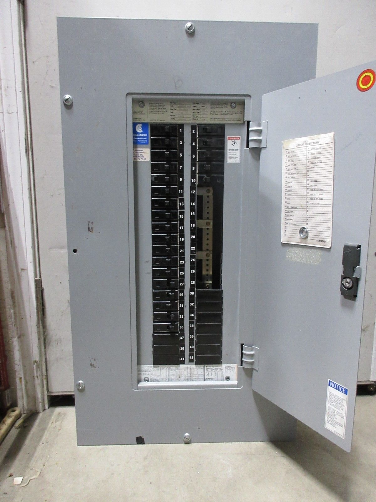 Challenger PRL1 Panelboard 100 Amp Main Lug 120/208 Volt 3PH4W 42Ckt ...