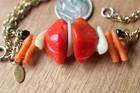 CADORO GOLDTONE MOP & RED,ORANGE,BLACK CORAL NECKLACE 15" — photo 3