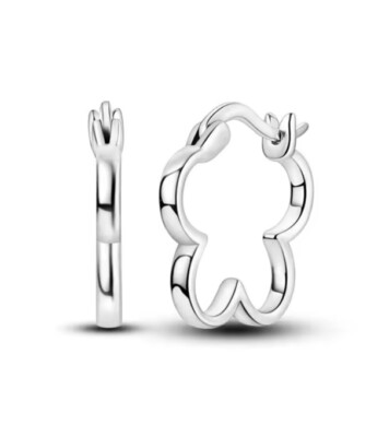 Vierblättriges Kleeblatt Klapp Creolen Sleeper Paar Ohrringe 925 Sterling Silber Blume