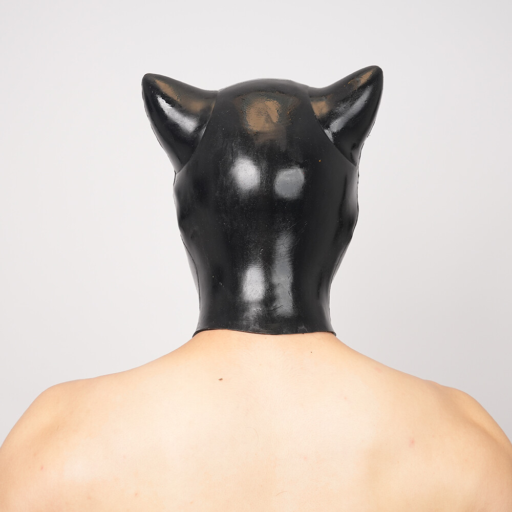 FURRJOI Silicone Black BDSM Dog Drone Mask Hood With Tube Gay