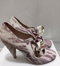 Mulberry Suede Heels Size UK 7 EU40 Purple Beige Trippy Tiger Shoes RRP £389