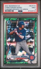 2021 1st Bowman Chrome Sapphire Prospects Christopher Morel Green /125 PSA 9