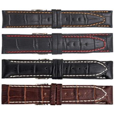 Men s Regular Matte Alligator Grain Leather Padded Watch Band, 4 Optional Colors