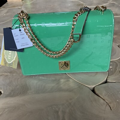 Arcadia Patent Leather Handbag Jade Green Bellissimo Italy