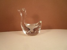 Vintage Clear Art Glass Duck Paperweight Figurine