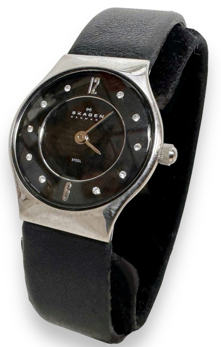Skagen Denmark Black Dial Black Leather Strap Women's Watch 233XSSLB