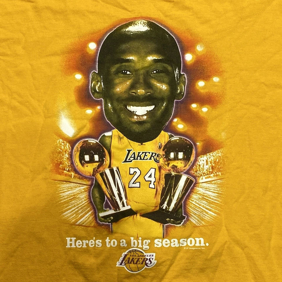 RARE 2010 Majestic Kobe Bryant Here’s To A Big Season Yellow Shirt Black Mamba - Image 3 of 4