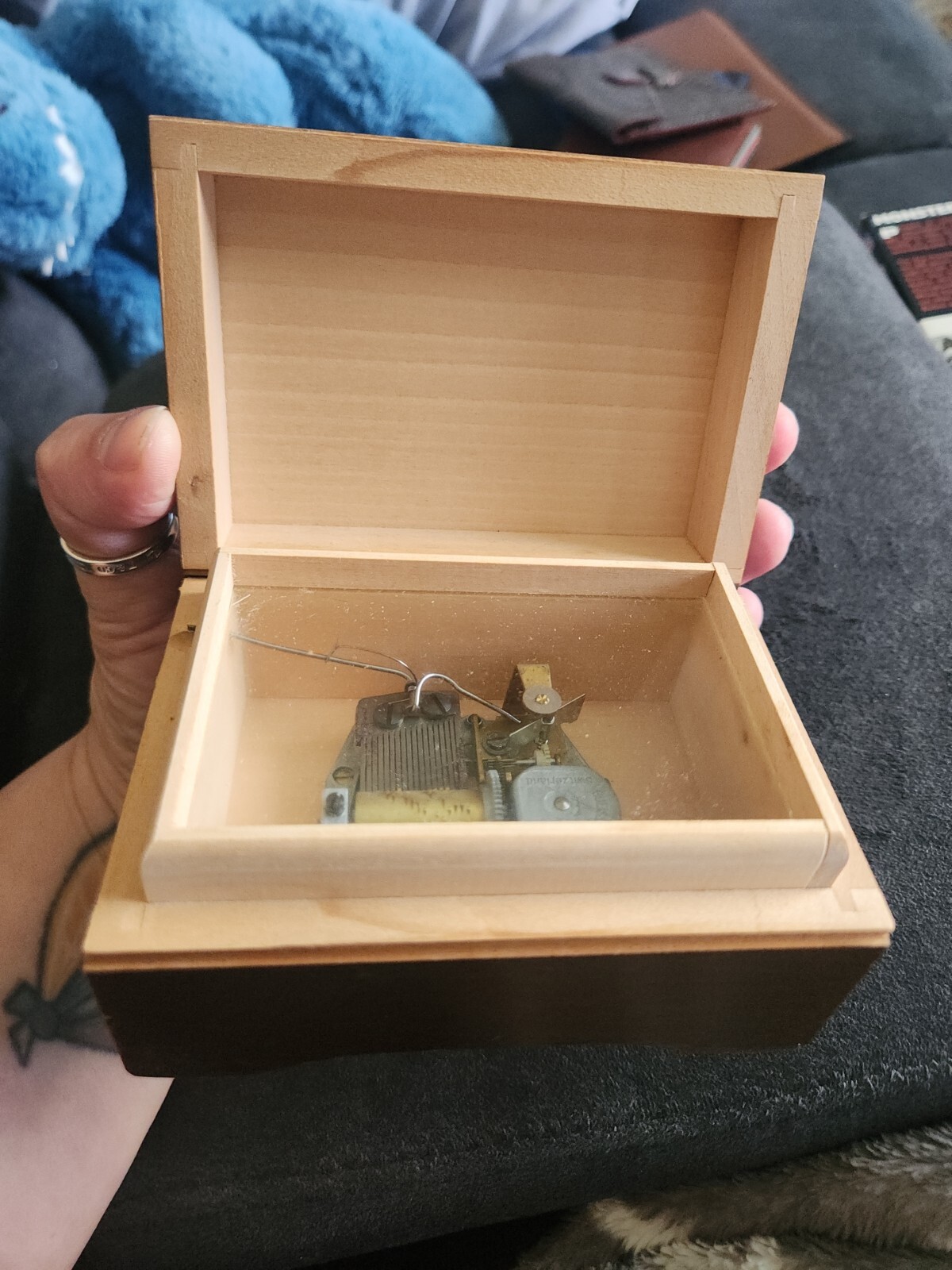 Vintage Wooden Lador Music Box. Hummel Picture on Top. Made in